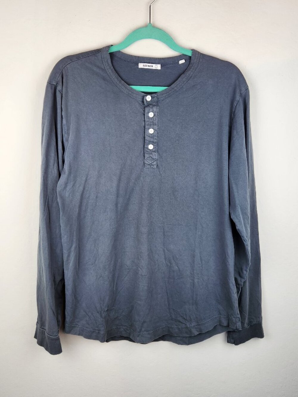Buck Mason Gray Lightweight Long Sleeve Henley Shirt size L